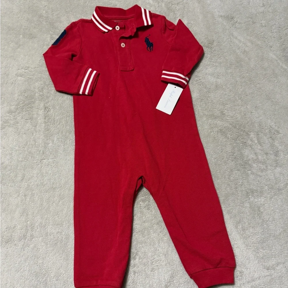 Ralph Lauren Red Kids One Piece Footie new